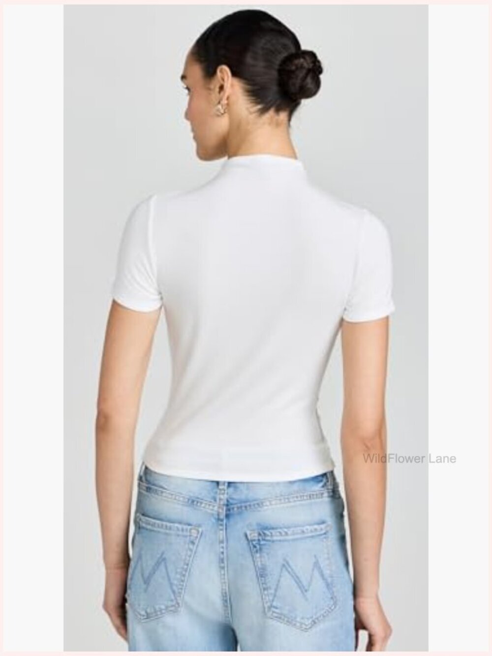 Lightweight Modal Ribbed Knit Mock Neck T-Shirt - Picture 3 of 6